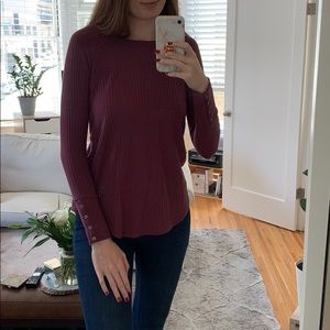 Chaser Waffle Knit Long Sleeve, Maroon (M)